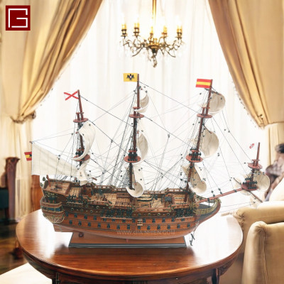 Mô Hình Thuyền Gỗ Phong Thủy Gia Nhiên, Thuyền Buồm Gỗ SAN FELIPE, thuyền buồm phong thủy chính hãng