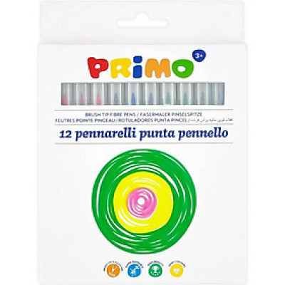 Hộp 12 Bút Lông Màu Rửa Được Brush Tip Fibre Pens 4.0 mm - Primo 618BT12