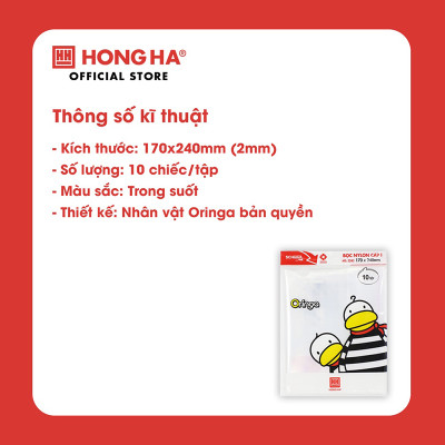 Bọc vở nilon cấp 1 Hồng Hà 170 x 240 mm - 3245  tập 10 chiếc