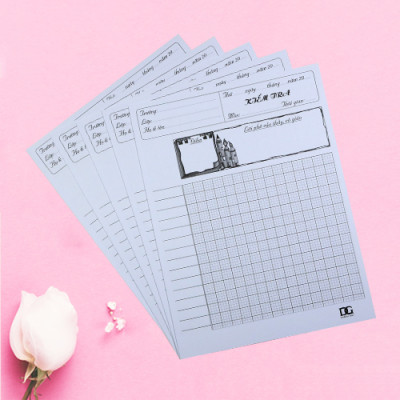 Giấy kiểm tra 4 ô ly bảng kẽ sẵn tiện lợi, giấy trắng dày chống lóa chống hằn lem, KT (15,5 x 20,5) cm 15 tờ đôi GKT06 Green Art - Hàng chính hãng