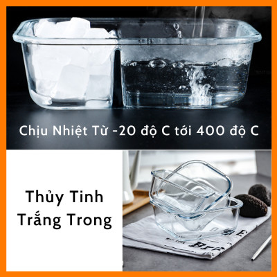 [Mua 2 Tặng 1] Bộ Hộp Đựng Thức Ăn Hộp Cơm Bảo Quản Thực Phẩm Thủy Tinh Chịu Nhiệt - 370ml