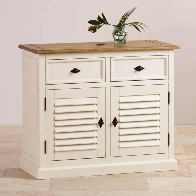 Tủ Chén Thấp Shutter Loại Nhỏ Gỗ Sồi Ibie DSCSSSHUO - Trắng (100 x 42 x 80 cm)