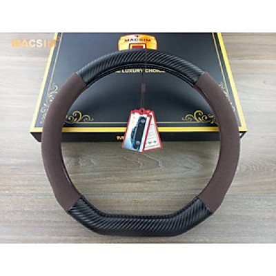 Bọc vô lăng cao cấp Macsim mã 8771Dcut màu coffee + cacbon