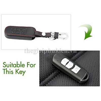 Bao da bọc bảo vệ chìa khóa xe Mazda 2, 3, 6, CX-5, CX-8 kèm móc đeo INOX