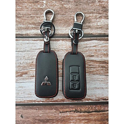 Bao Da Chìa Khóa Dành Cho Xe Mitsubishi Xpander, Outlander, Attrage, Mirage (Da Thật) Logo 3D
