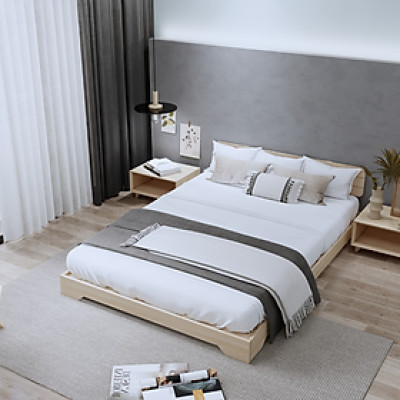 Giường ngủ gỗ CT04 Tundo màu vàng nhạt 