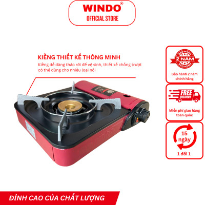 Bếp Gas Du Lịch (Bếp Gas Mini) WINDO - 166F | Bếp gas mini tiết kiệm gas có hộp nhựa bảo vệ - màu ngẩu nhiên- hàng chính hãng