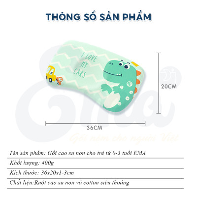 Gối cao su non trẻ em thiết kế công thái học cho bé từ 1-6 tuổi - Hàng cao cấp với ruột gối đục lỗ thoáng khí