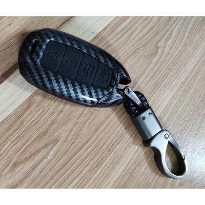 Bao Da Carbon Dành Cho Xe Hyundai Accent 2021 - 4 Nút kèm móc khóa đẹp