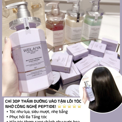 Dầu hấp tóc đa tầng hàn gắn liên kết tóc Weilaiya 450ml Hỗ trợ làm suôn mượt tóc, giúp tóc bóng khỏe - Tặng mũ hấp tóc