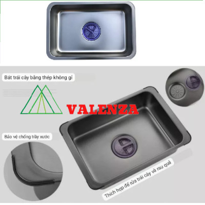 Chậu rửa bát inox304 chống xước 7546 nano đen dày 3li, vòi rửa bát nóng lạnh rút dây nano, bộ xả, khay inox, dụng cụ rửa ly cốc, bình rửa bát