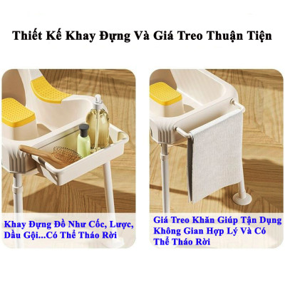 Chậu Gội Đầu Tại Giường Kèm Chân KUNBE Tặng Lược Massage Và Cốc Gội Đầu