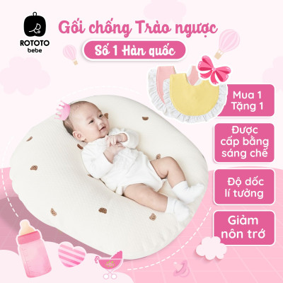 Gối chống trào ngược cho bé Rototo Bebe chất liệu đặc biệt Ripple gợn sóng - Caro bạc hà
