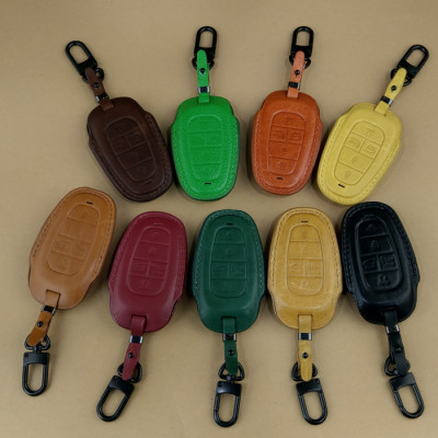 Bao da ép phom Handmade chìa khóa xe ô tô Hyundai TUCSON SANTAFE SONATA 5 nút bấm da bò thât giá tận xưởng (có bán sỉ) - hàng chính hãng