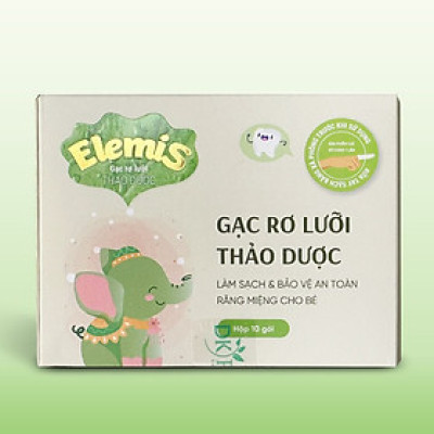 [10 gói] Gạc rơ lưỡi thảo dược Elemis - chiết xuất rau ngót chống sâu răng, sún răng, làm sạch mảng bám trong miệng