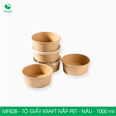 MFB2B - 1000ml - 100 Tô giấy Kraft nâu nắp PET - Bát giấy đựng thực phẩm