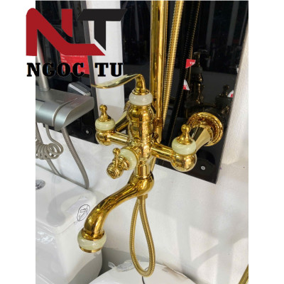 Sen cây mạ vàng tắm đứng chính hãng GROVES nhập khẩu nóng lạnh đính đá ngọc GS 8766