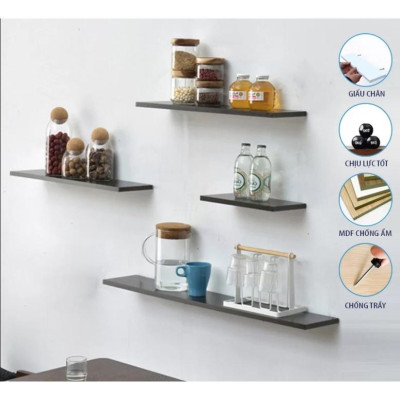 Kệ thanh ngang treo tường trang trí gỗ MDF chống ẩm phủ melamin - Sâu 20cm