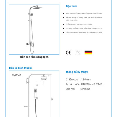 Bộ cần sen tắm ATMOR AT4364A (HÀNG CHÍNH HÃNG)