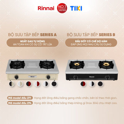Bếp gas dương Rinnai RV-B274SB(EB) mặt bếp men và kiềng bếp men - Hàng chính hãng.