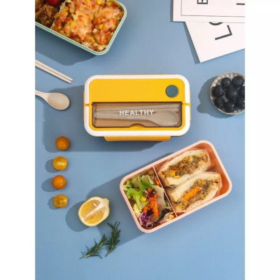 Hộp đựng cơm văn phòng HEALTHY an toàn sức khỏe sử dụng trong lò vi sóng kèm đũa muỗng - HÀNG CHÍNH HÃNG MINIIN