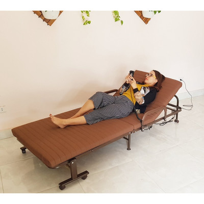 Giường gấp nâng đầu tự động 5 cấp độ hỗ trợ trào ngược dạ dày, khung thép chắc chắn, đệm dày êm, chính hãng Nikita