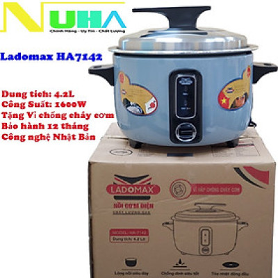 Nồi cơm điện công nghiệp 4.2L Ladomax công nghệ Nhật, có vỉ inox chống cơm cháy, mâm nhiệt oxi hóa cứng chống teo-Hàng chính hãng