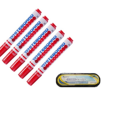 Combo 05 Cây Bút Lông Bảng FO-WB015 Và 01 Cái Lau Bảng FO-WBE01 (Màu Đỏ)