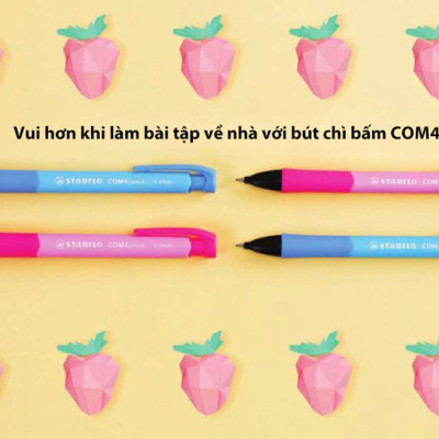 Bộ bút chì bấm STABILO COM4pencil - Bộ 2 bút chì nét 0.7mm xanh + Tuýp 24 ruột 0.7 + Gôm tẩy ER196E (MP6637-C2R+)