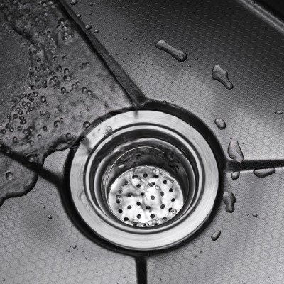 Chậu rửa bát 1 hố Valenza 7846 inox 304 nano đen dày 3li kèm bộ xả ngăn mùi, khay inox, rổ lỗ inox-Hàng chính hãng