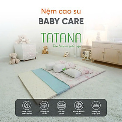 Nệm cao su thiên nhiên em bé Tatana Baby Care-  Độ cao 2cm-Dành cho bé đi học hoặc sơ sinh-Màu ngẫu nhiên