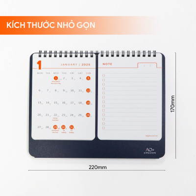 Lịch để bàn todo 2025 có lịch âm, ghi chú lập kế hoạch tiện lợi (Đế nhựa /6 màu) AA515