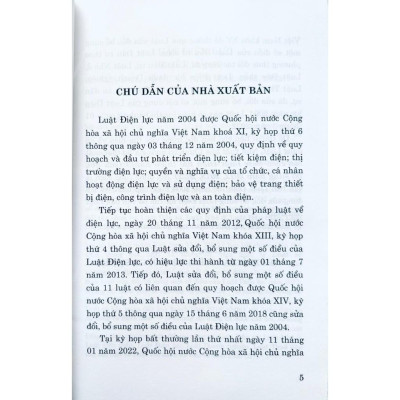 Sách - Luật Điện Lực (Hiện Hành) (Sửa Đổi, Bổ Sung Năm 2012, 2018, 2022) - NXB Chính Trị Quốc Gia