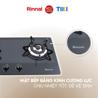 Bếp gas âm Rinnai RVB-2BG(D)N mặt bếp kính và kiềng bếp men - Hàng chính hãng.