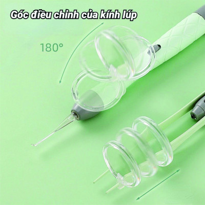 Bộ Dụng Cụ Lấy Ráy Tai Có Đèn Dạ Quang Cho Bé, Tặng kèm 4 đầu ngoáy tai, món vệ sinh tai mũi chuyên nghiệp ( LOẠI XỊN SẠC USB )