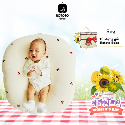 Gối chống trào ngược cho bé Rototo bebe cao cấp khắc phục tình trạng trào ngược dạ dày trẻ sơ sinh hiệu quả - Loại Cotton lụa mẫu mới nhất