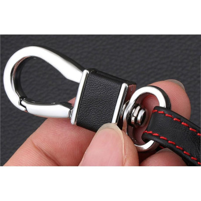 Bao da chìa khóa đen chỉ đỏ dành cho xe GRAND I10, Elantra - chìa gập