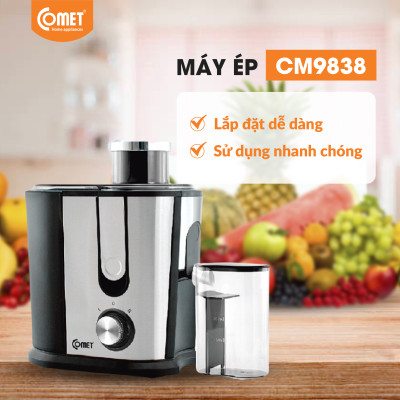 Máy ép trái cây Comet CM9838 công suất 400W – ép nhanh, lọc bã riêng, dung tích 0.5L – Hàng chính hãng, bảo hành 12 tháng