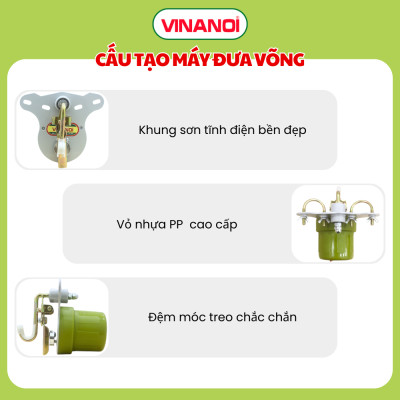 [Mẫu mới cao cấp ]Máy Đưa Võng Tự Động Cao Cấp Vinanoi Asanta AS100 - Sức Đưa 100 Kg Cho Cả Mẹ Và Bé, Dùng Điện 110-220v và pin sạc dự phòng