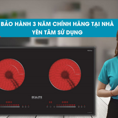Bếp điện 2 vùng nấu Ecalite EL-MK271R - Kính Ceramic bền - Có Inverter tiết kiệm điện - Hàng chính hãng