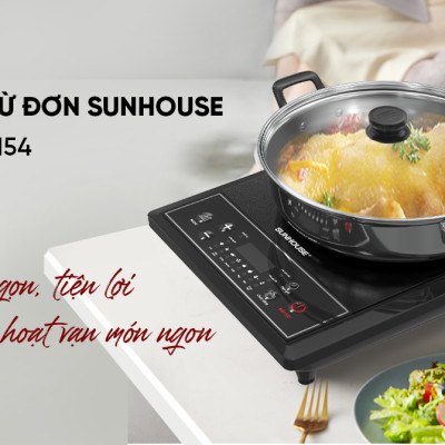 Bếp từ đơn Sunhouse SHD6154 - Công suất 2000W - 8 chế độ nấu - 10 mức nhiệt - Chế độ hẹn giờ - Bảo hành 12 tháng, Tặng kèm nồi lẩu - Hàng chính hãng