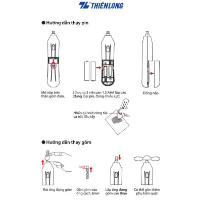 Lõi - Ruột gôm Thiên Long Flexio EER-009 - Dùng cho gôm điện tự động EE-001