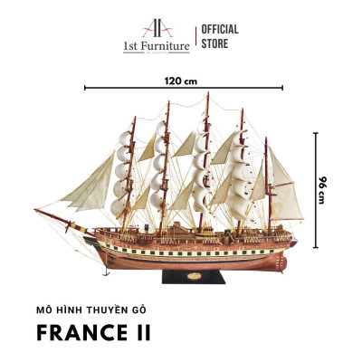 Mô hình Thuyền Cổ FRANCE II cao cấp, mô hình gỗ tự nhiên, lắp ráp sẵn, quà tặng sang trọng 1st FURNITURE