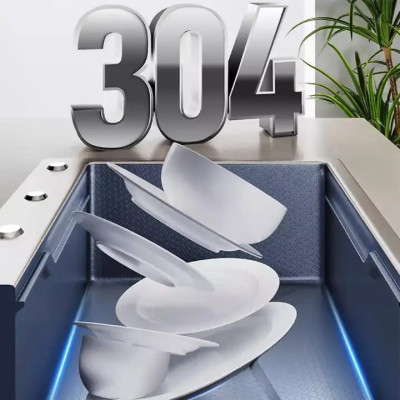 Chậu rửa bát inox304 chống xước 7546 nano đen dày 3li, khay inox, rổ lỗ inox, bộ xiphong, bình rửa bát, rửa ly cốc