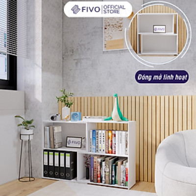 Kệ Gỗ Trang Trí Để Sàn FIVO FB71 Ngang 110cm Màu Trắng, Thiết Kế Thông Minh Có Thể Đóng Mở Tùy Thích, Nhiều Ngăn Chứa Đồ Rộng Rãi Đa Dụng