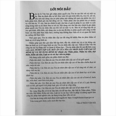 Sách Tuyển Tập Các Bản Án Của Tòa Án Nhân Dân Cấp Cao về Hình Sự và Tố Tụng Hình Sự (dành cho Thẩm phán, Thẩm tra viên, Hội thẩm, Kiểm sát viên, Luật sư và các học viên tư pháp) - V2444A