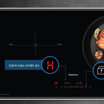 Bếp đôi điện từ Nagakawa UltraSlim NK2C29MB - Hàng Chính Hãng