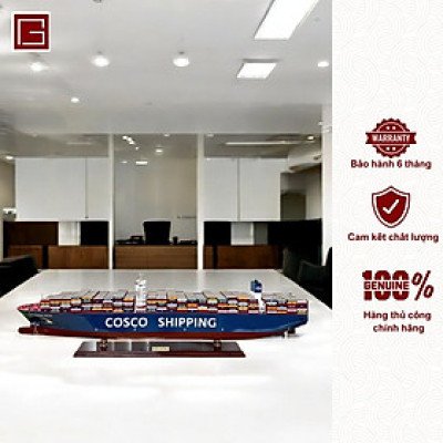 Mô Hình Thuyền Gỗ Phong Thủy Gia Nhiên, Thuyền Container Gỗ COSCO, Dài 100cm, Cao Cấp Loại 1