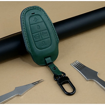 Bao da ép phom Handmade chìa khóa xe ô tô Hyundai TUCSON SANTAFE SONATA 5 nút bấm da bò thât giá tận xưởng (có bán sỉ) - hàng chính hãng