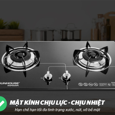 [Hàng Chính Hãng Cao Cấp] Bếp Gas Âm Kính Sunhouse Mama MMB6632 - Bảo hành chính hãng 24 tháng tại nhà - Họng thép không gỉ cao cấp, không sinh muội đen